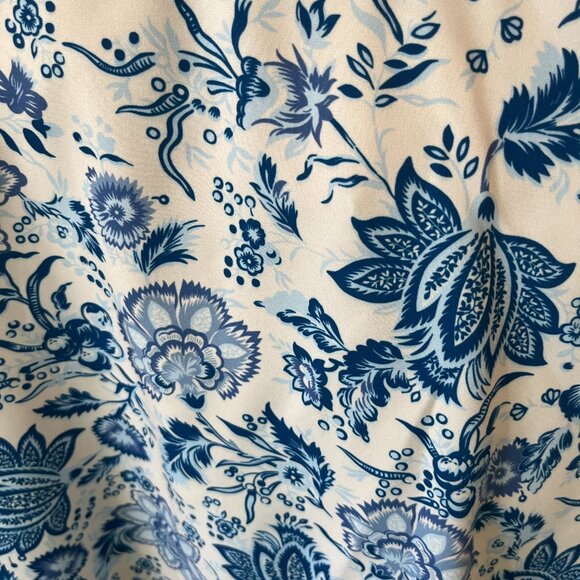 Tuckernuck Mason Blue Floral Chintz High Ruffle Neck Blouse with Tie Back - Picture 6 of 9